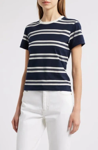 Frame Stripe Cotton Baby Tee In Navy Multi