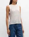 Frame Stripe Crewneck Muscle Tee In White