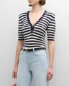 Frame Femme Mariner Striped Cotton-blend Sweater In Navy Multi