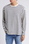 Frame Men's Relaxed Striped Long-sleeve T-shirt In Dark Navy Stripe