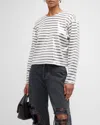 FRAME STRIPE LONG-SLEEVE SEQUINED TOP