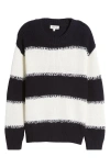 Frame Striped Merino Wool And Cotton-blend Sweater In Dark Navy Stripe