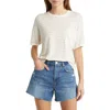 Frame Stripe Organic Linen Pocket T-shirt In Blush Multi