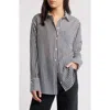 Frame The Oversized Pocket Striped Cotton And Silk-blend Shirt In Navy Multi