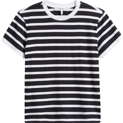 Frame Stripe Pima Cotton Baby Tee In Black Multi