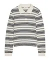 Frame Black And White Long-sleeved Polo Shirt With Striped Motif In Fabric Woman In Multi