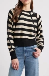 Frame Stripe Raglan Sleeve Crewneck Sweater In Multi