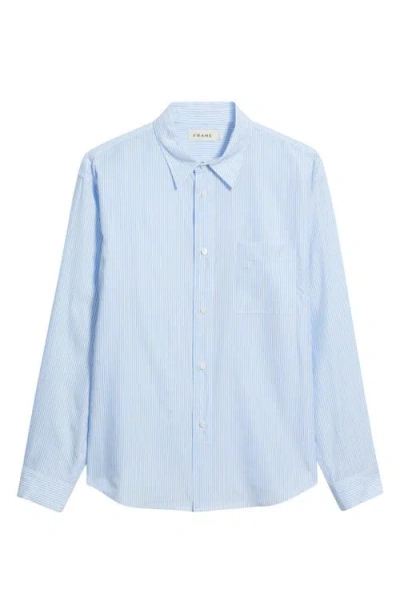 Frame Stripe Relaxed Fit Button-up Shirt In Blue