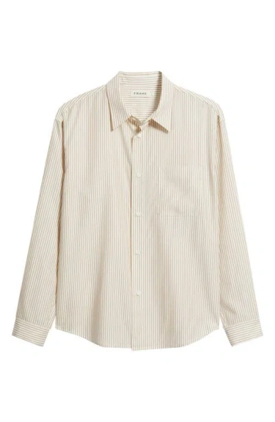 Frame Stripe Relaxed Fit Button-up Shirt In Brown