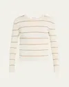 Frame Striped Rib Crew Neck Top In Camel Multi In Neutral