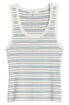 Frame Stripe Rib Tank In Light Blue Multi