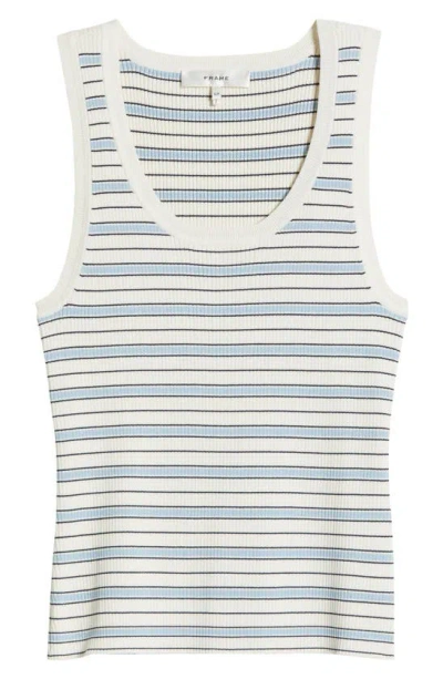 Frame Stripe Rib Tank In Light Blue Multi