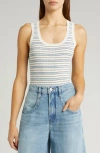 Frame Stripe Rib Tank In Light Blue Multi