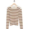 Frame Womens Mocha Multi Stripe-print Crew-neck Stretch-woven Blend Jumper In Mocha Multi