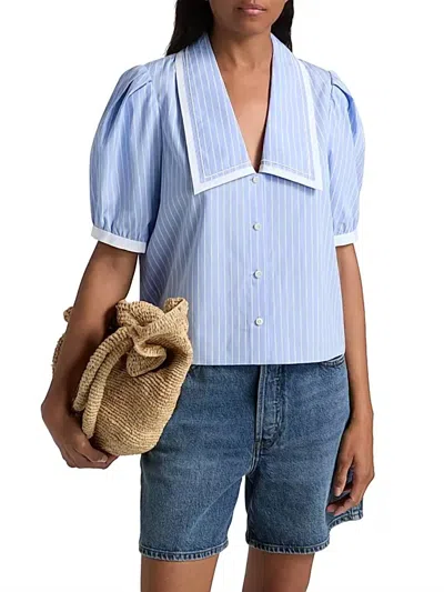 FRAME STRIPE SAILOR BLOUSE IN OXFORD BLUE