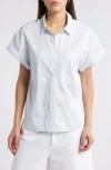 Frame Stripe Short Sleeve Button-up Shirt In Gray
