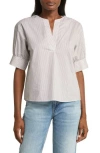 Frame Womens Mocha Multi V-neck Relaxed-fit Organic-cotton Top