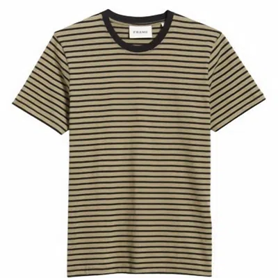 Frame Stripe Tee In Khaki Green/noir