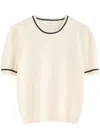 Frame Stripe-trim Cashmere T-shirt In Cream