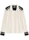 Frame Stripe-trim Silk Shirt In Cream