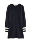 Frame Stripe-trimmed Cashmere-blend Mini Dress In Navy