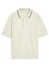 Frame Stripe-trimmed Cotton Polo Shirt In Neutral