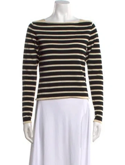 Pre-owned Frame Striped Bateau Neckline Sweater In Blue