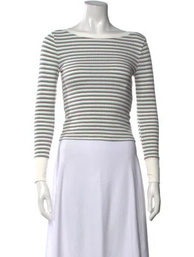 Pre-owned Frame Striped Bateau Neckline Sweater In Grey