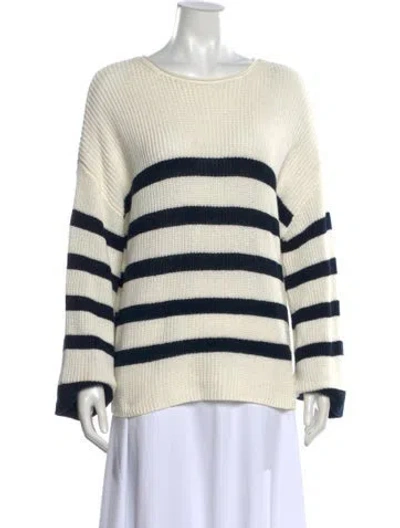 Pre-owned Frame Striped Bateau Neckline Sweater In Neutral