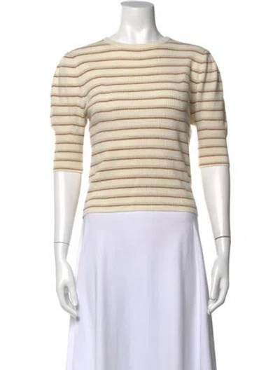 Pre-owned Frame Striped Bateau Neckline Sweater In Neutral