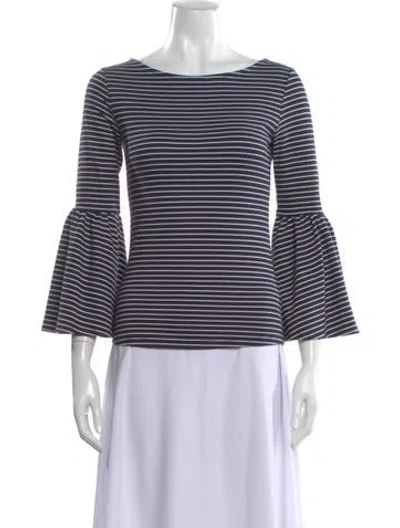 Pre-owned Frame Striped Bateau Neckline Top In Blue