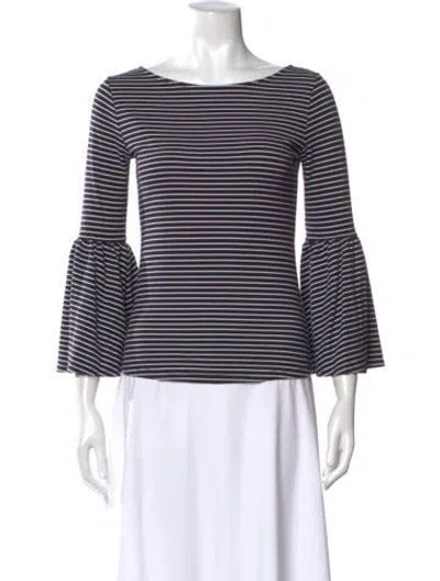 Pre-owned Frame Striped Bateau Neckline Top In Blue