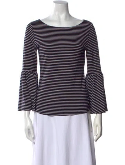 Pre-owned Frame Striped Bateau Neckline Top In Blue