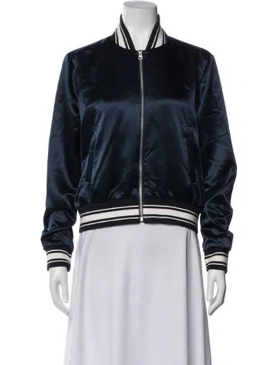 Pre-owned Frame Striped Bomber Jacket In Blue