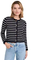 Frame Womens Vystriped-print Round-neck Wool And Cotton Cardigan In Navy Multi