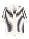 Frame The Sailor Tie Striped Cotton-blend Cardigan In Blue
