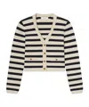Frame Womens Harbor Stripe-print Knitted Cotton-blend Cardigan Navy Multi In Multi