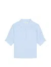 Frame Striped Collared Top In Blue