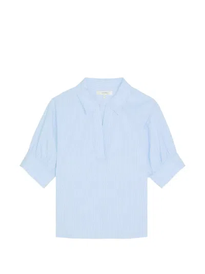 Frame Striped Collared Top In Blue