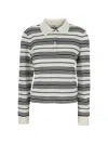 Frame Black And White Long-sleeved Polo Shirt With Striped Motif In Fabric Woman In White