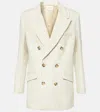Frame Womens Cream Multi Double-breasted Peak-lapel Regular-fit Cotton And Linen-blend Blazer In Neutrals