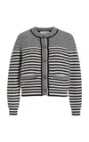 Frame Gestreifter Cardigan Aus Einer Baumwollmischung In Navy