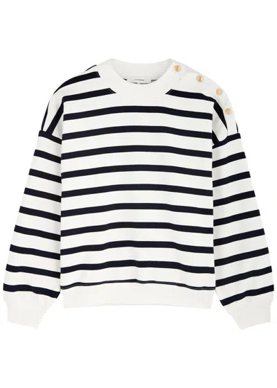 Frame Striped Cotton-blend Sweatshirt In Navy