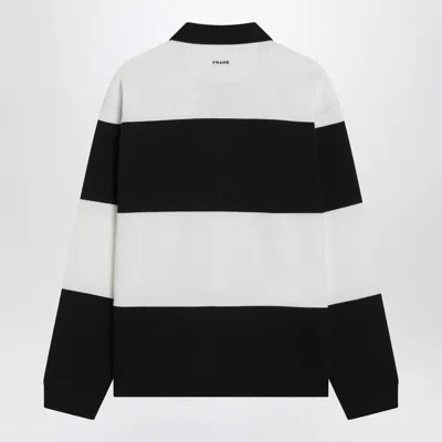 Frame Striped Cotton Polo Shirt In White