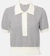 Frame Womens Navy Multi The Graduate Striped Cotton-knit Polo Shirt Xs In Gray