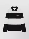 Frame Striped Cotton Polo Shirt With Long Sleeves In Black
