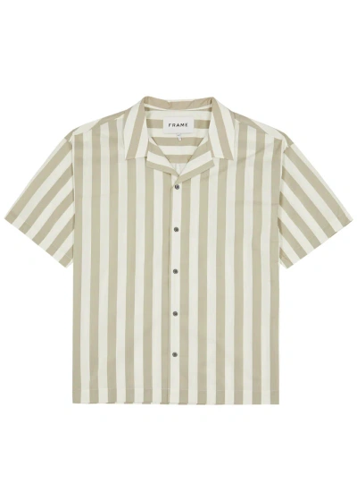Frame Striped Cotton Shirt In Green