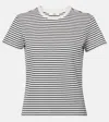 Frame Womens Navy Multi Baby Striped Cotton T-shirt In Gray
