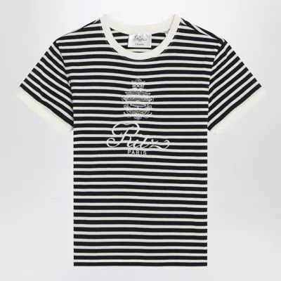 Frame Striped Cotton T-shirt In Black