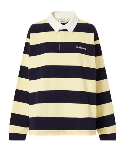 Frame Striped Cotton-jersey Polo Sweater In Black